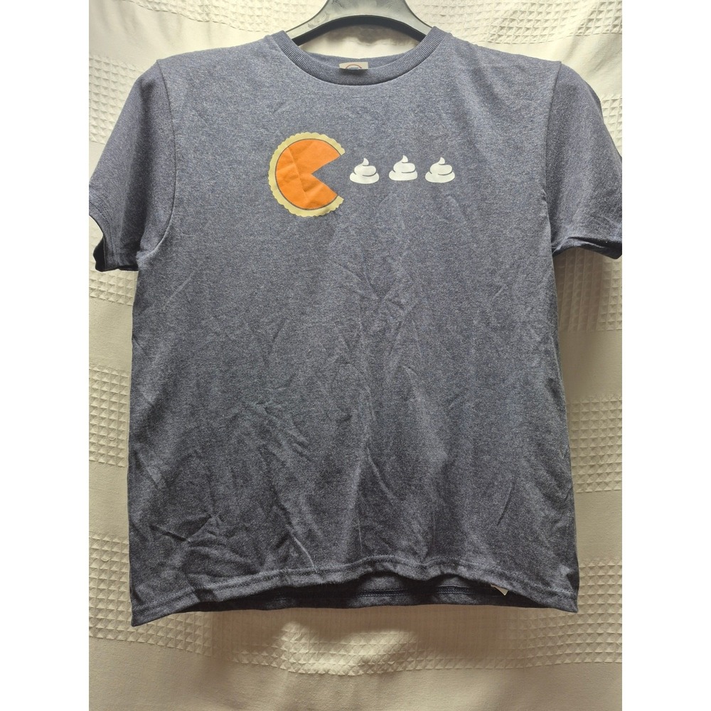 Delta Pro Weight Pac-Man Pie Graphic T-Shirt Mens Large Blue Short Sleeve 8144
